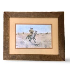 Vtg 1971 Custom Framed Wild West Artwork Reproduction